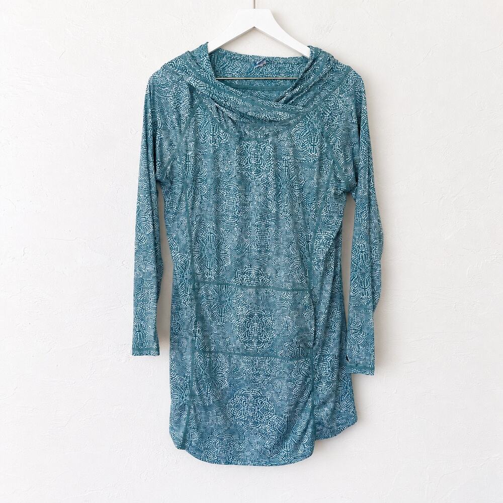 RipSkirt Hawaii Teal Abstract Runaround UPF 50 Hooded Cover-Up Tunic M - Picture 10 of 10